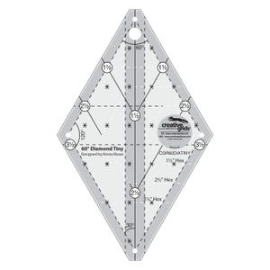 Non-Slip 60 Degree Diamond Tiny Ruler, Creative Grids CGR60DIATINY, Quilting Tool cuts triangles, Hexagons, Trapezoids  & Parellelograms