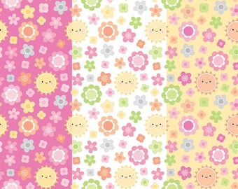 Blossoms Cotton Fabric, Bundle of Joy C15292 Doodlebug designs Riley Blake, FQ Fat Quarter BTY By Yard Precuts Nursery Girl Baby Shower Gift