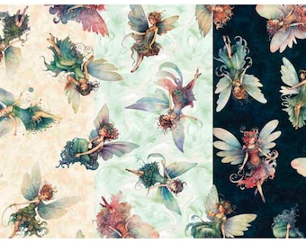 Fairy Toss Cotton Fabric, 30761 Enchanted Morris Creative QT Fabrics FQ Fat Quarter Eighth by yard BTY Precuts Boho Fantasy Princess Magic