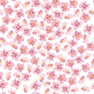 Pink Blossoms Cotton Fabric 7316-22, All Big Things Start Small Studio E, FQ Fat Quarter Eighth BTY by the yard for Girl Baby Shower Decor