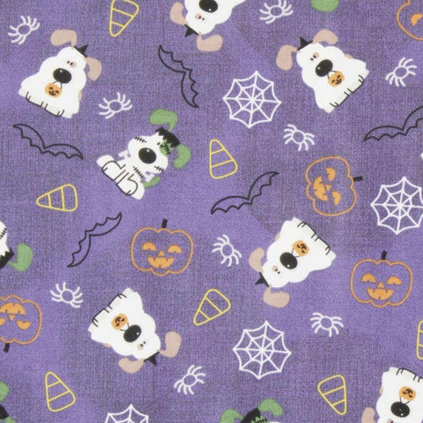 I Woof You Dog Costumes Glow In The Dark Halloween Novelty Print, Spooky Season, Cute Fun fat quarters, FQ, small cuts quilt blender ghost