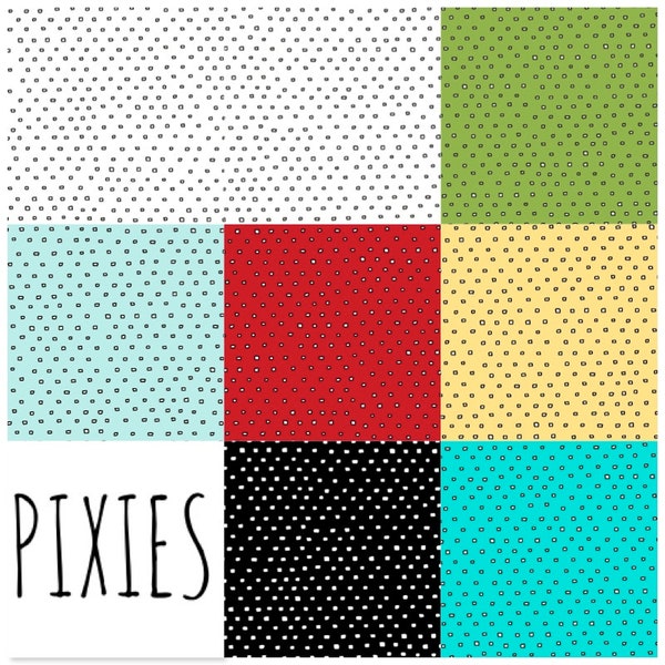Pixie Dots Blender Cotton Fabric Ink and Arrow 24299 Designer Square Dot QT Fabrics, Quilting basic FQ Fat quarter eighth BTY by the yard