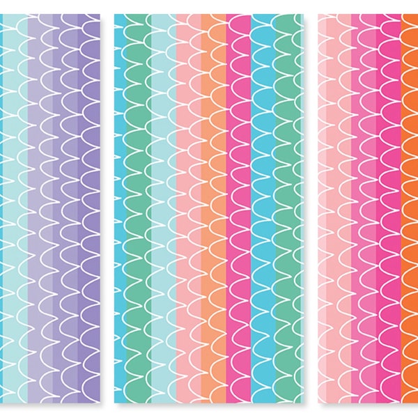 Mermaid Scale Stripes Cotton Fabric, Mer-mazing Riley Blake C14192 FQ Fat Quarter By the yard BTY Eighth Mermaids Nursery Girl Baby Shower