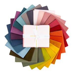 24 pc Confetti Cotton Moody Fat Quarter Bundle, Riley Blake MOO120-24 Solid Basic Cotton Fabric FQ Precut Set, Great gift for Quilter Mom