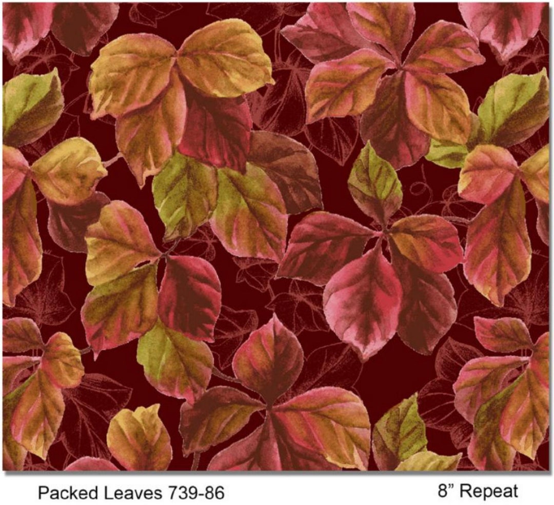 Packed Leaves Cotton Fabric 739-86 Turkey Talk Henry Glass Thanksgiving ...
