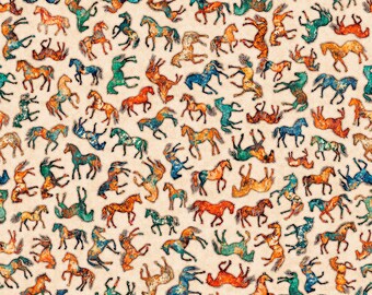 Horse Silhouttes, Born to Run 31478, Morris Creative, QT Fabrics, FQ Fat Quarter BTY By The Yard Precuts Western Cowboy Rodeo West