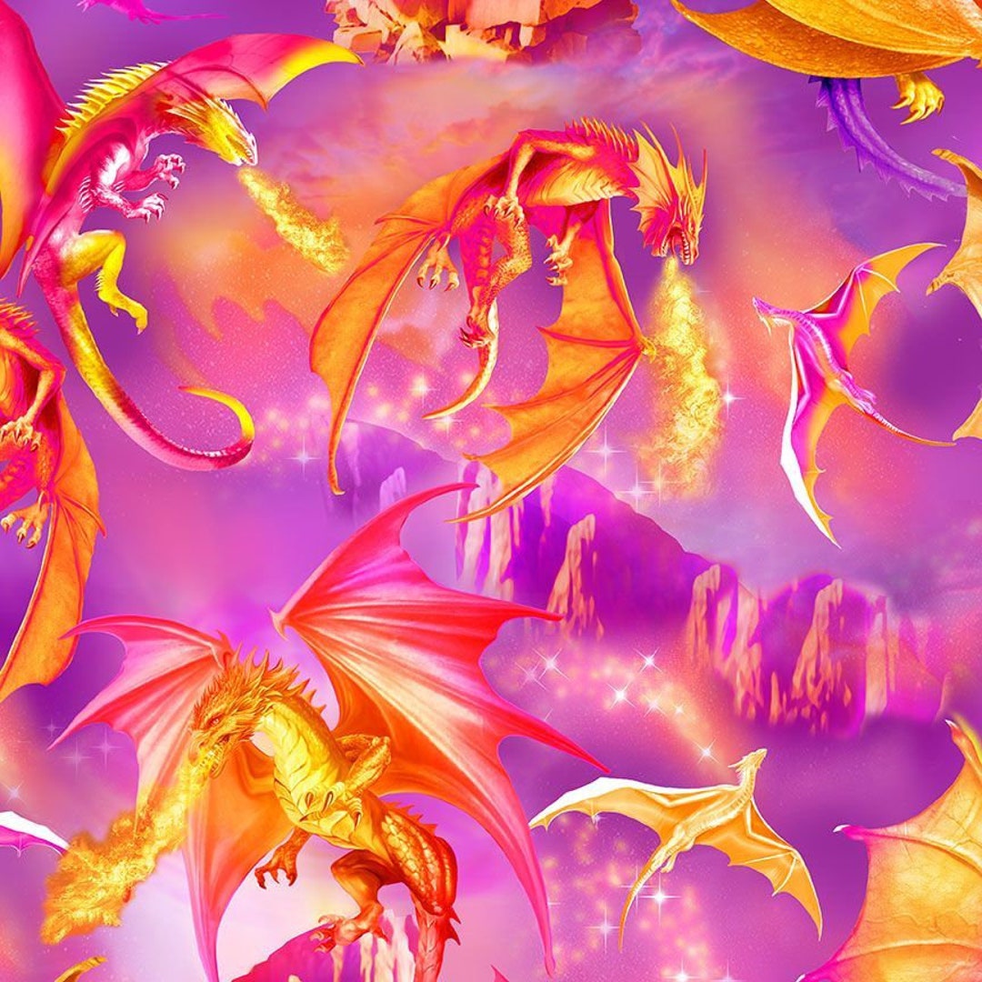 Pink Dragons Majesty Cotton Fabric, CD2999 Timeless Treasure FQ Fat ...