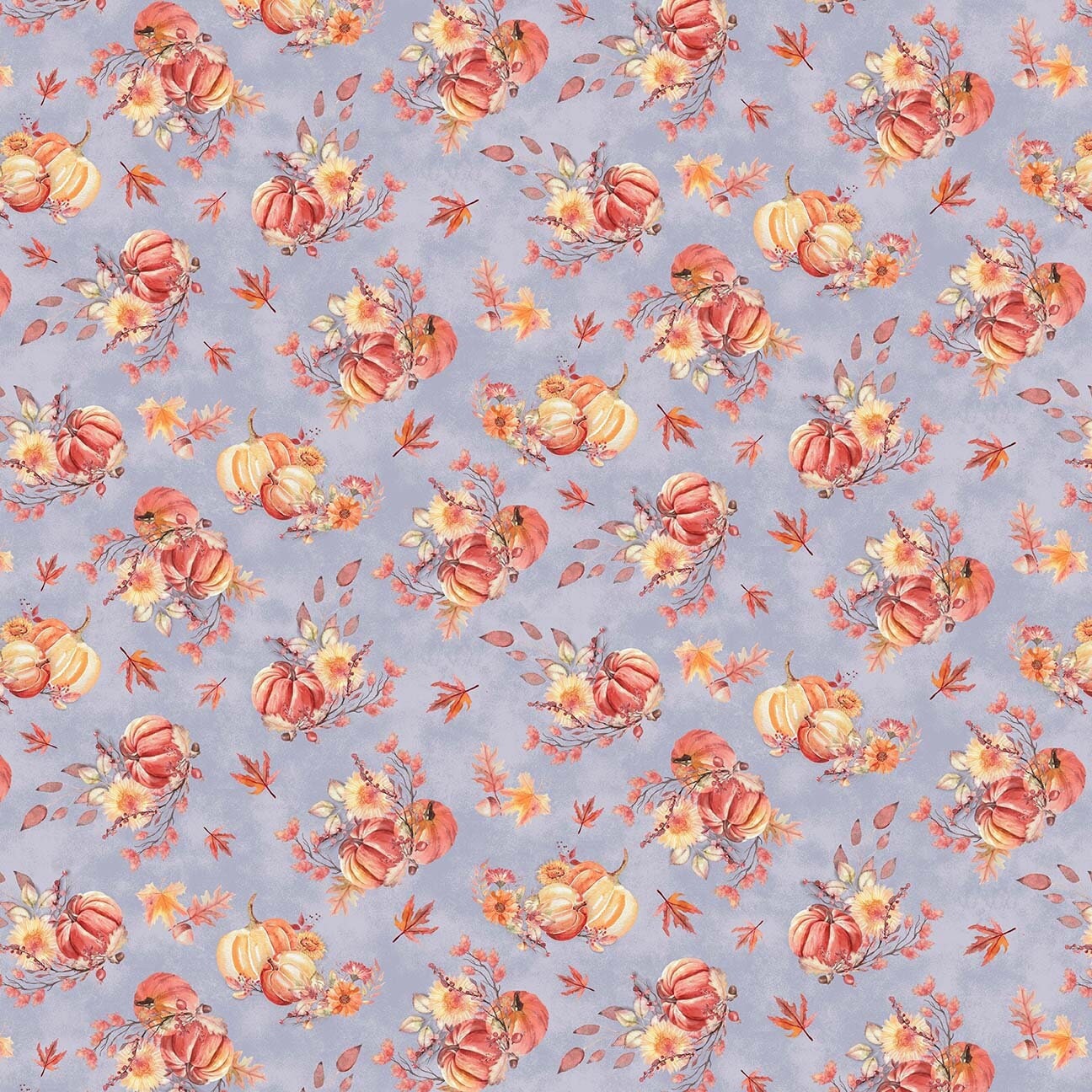 Pumpkin Toss Cotton Fabric 698655 Night Owls Thanksgiving Fall leaves Kathleen Francour Studio E FQ 