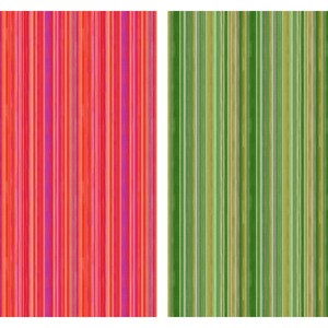 May include: Two seamless patterns with vertical stripes. The first pattern is red, pink, and orange. The second pattern is green, yellow, and brown.