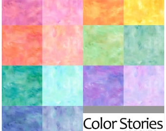 Bright Color Stories Cotton Fabric, CSTO5226 Watercolor Mottled Pastel Spring Blender FQ Fat Quarter Eighth By the Yard BTY Precuts