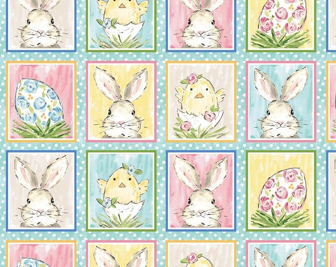 Continuous Blocks Panel Cotton Fabric, Peek a Boo Bunnies 1567-11 ...