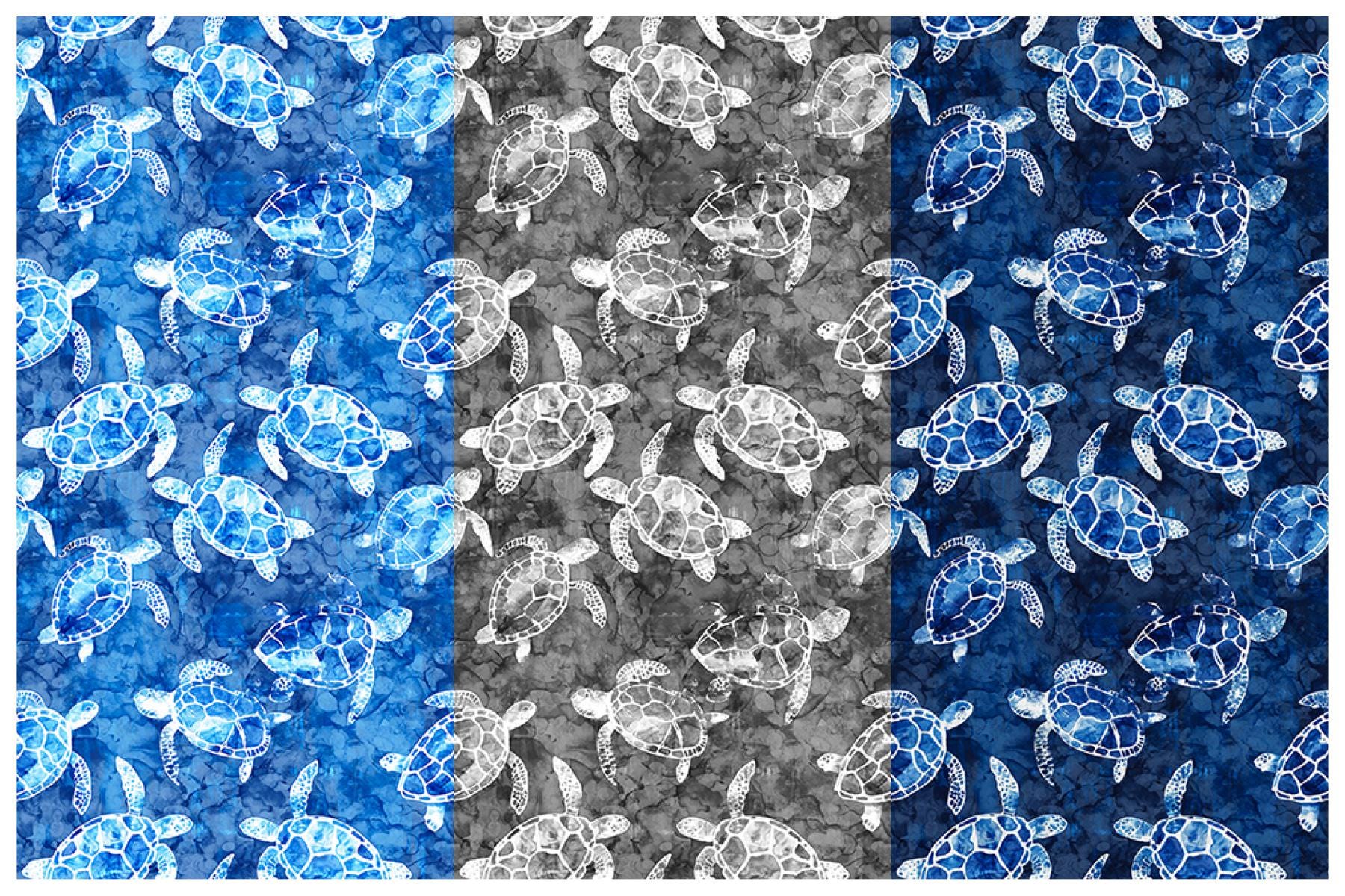 Sea Turtles Cotton Fabric, Ocean Blues 30862 Dan Morris QT Fabrics