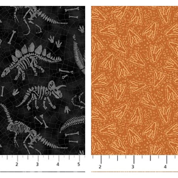 Dino Fossils Cotton Fabric or Footprints Paleo Tales Dinosaur Blender Northcott FQ Fat Quarter BTY By the Yard Juvenile Child Jurassic Decor