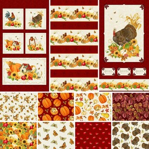 Border Stripe Cotton Fabric 743-83 Turkey Talk Henry Glass Thanksgiving ...