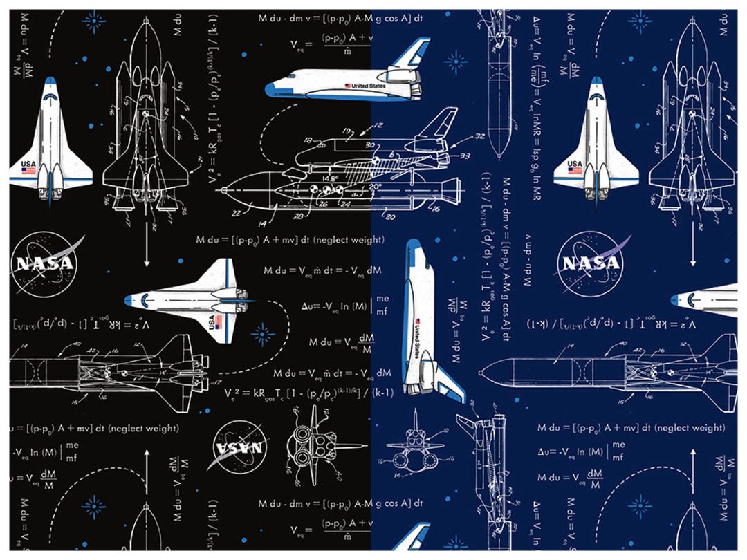 Rocket Math Cotton Fabric, Outer Space NASA C15482, Riley Blake, FQ Fat ...