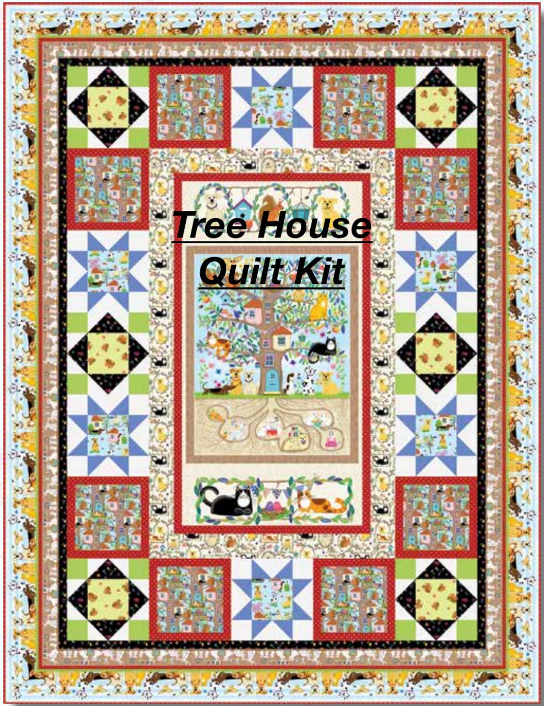 Tree House Quilt Kit With Fabric and Pattern for 65x85'' Quilt Top