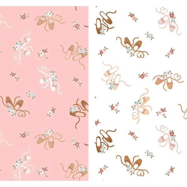 What's Your Pointe Shoe Cotton Fabric D2762 Dear Stella Return of the Jete Ballerina Slipper FQ Fat Quarter By Yard BTY Ballet Dance Recital