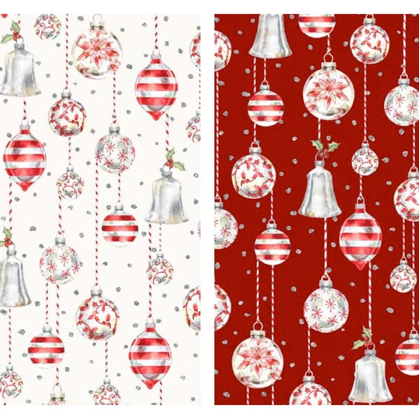 Hanging Ornaments Cotton Fabric 05063 Ornamental Christmas P&B Textiles Traditional Holiday Fat Quarter FQ By the Yard BTY Precut half decor