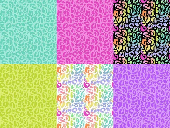 Neon Leopard cotton fabric, Wild Dear Stella DPJ3031 FQ Fat Quarter Eighth by the yard BTY Precut Beach Bright Blender Rainbow Cheetah Print