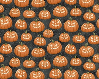 Pumpkins Glow Cotton Fabric, 2029G-39 Ghosts in the Graveyard Glow in the Dark Henry Glass, FQ BTY Fat Quarter By the Yard Precuts Halloween