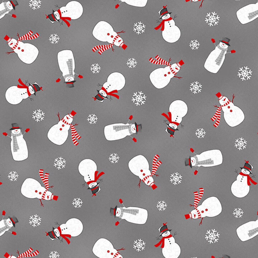 2025年激安 Tossed Snowmen Flannel Cotton Fabric Winter Rendezvous ジャケット・アウター