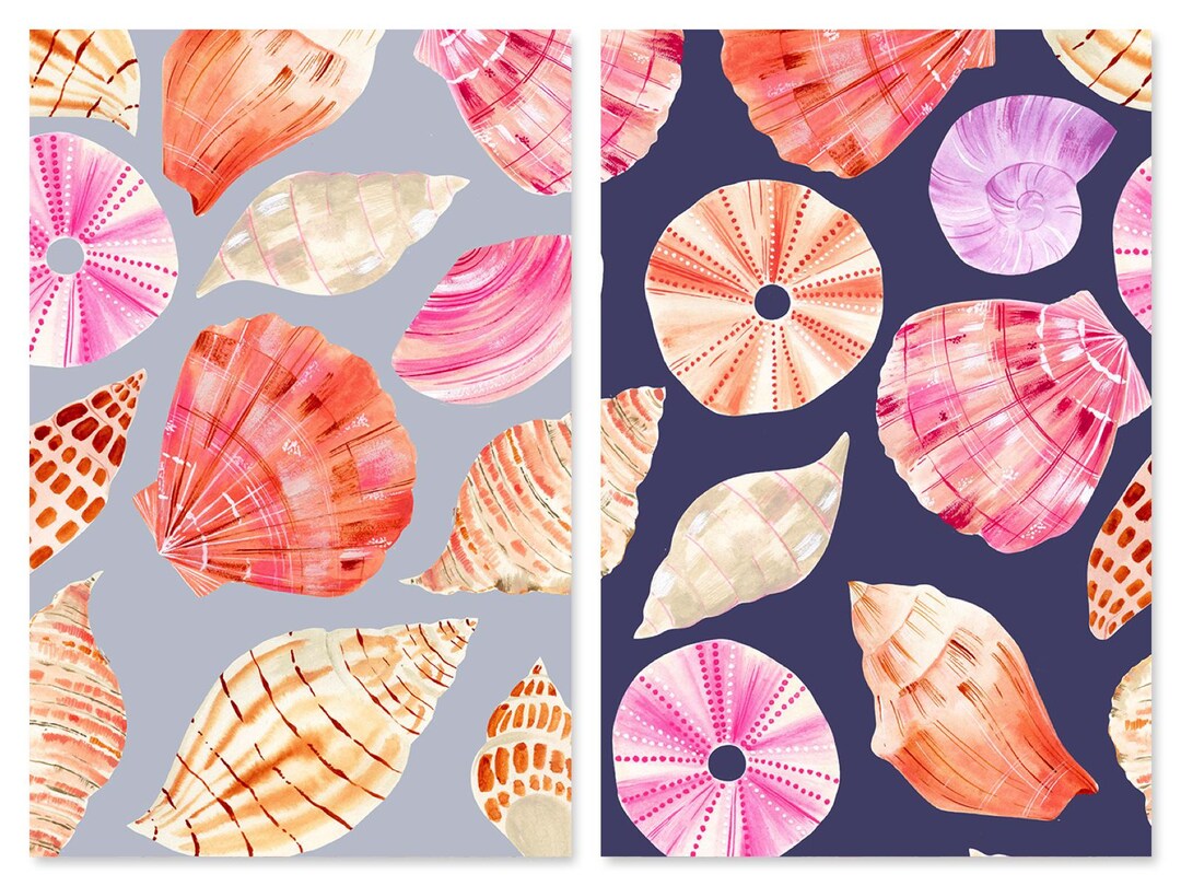 Sea Shells Cotton Fabric, Coral Coast 2466 2467, Sarah Knight, Dashwood ...