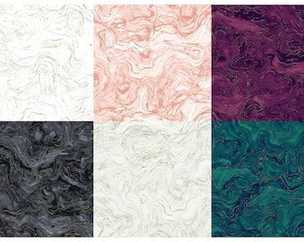 Wave Texture Cotton Fabric, Midas Touch, DM26835 Edwards Samra Northcott, Metallic Gold Marble FQ BTY Fat Quarter Eighth By the Yard Precuts