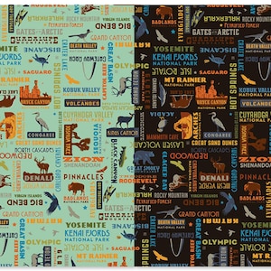 National Parks Word Print Cotton Fabric C8784 Riley Blake Anderson Design Group Wildlife Nature Name Fat Quarter FQ BTY by the Yard