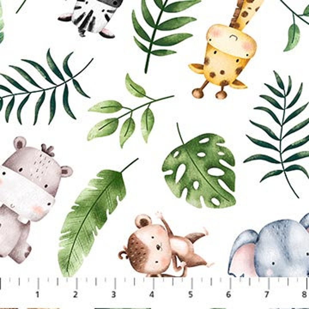 Jungle Animal Toss Cotton Fabric Wee Safari 256410 Northcott Deborah
