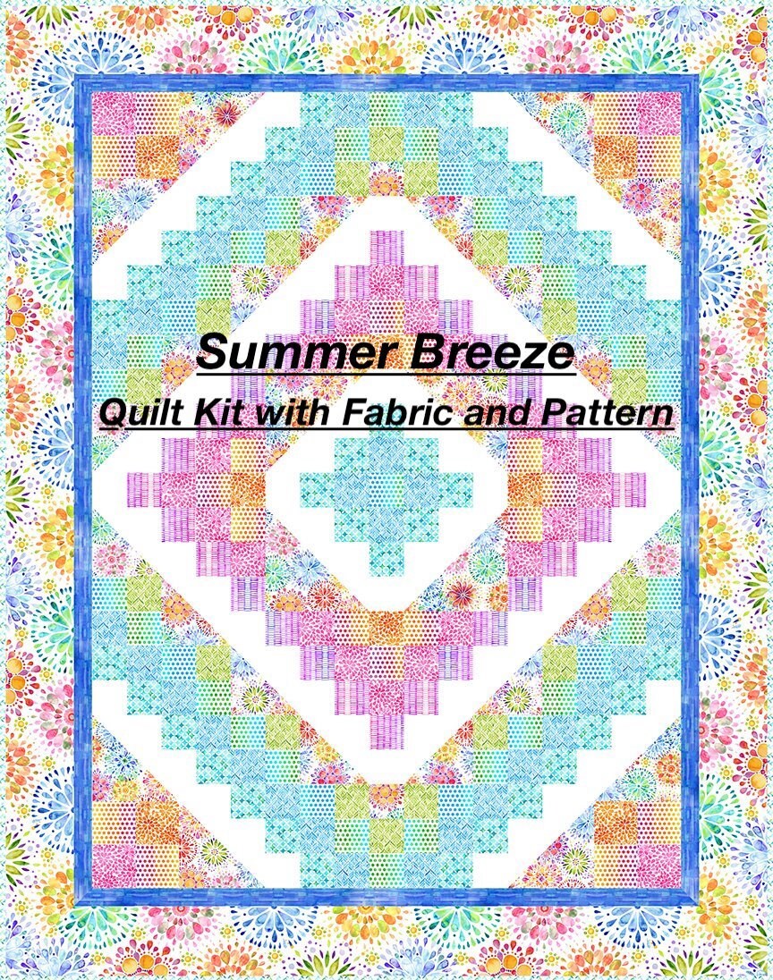 Summer Breeze Quilt Kit with Fabric and Pattern for 67 1/2 x 85 1/2'' Quilt Top and Binding, In the Beginning, Bohemian Boho Dorm Home decor
