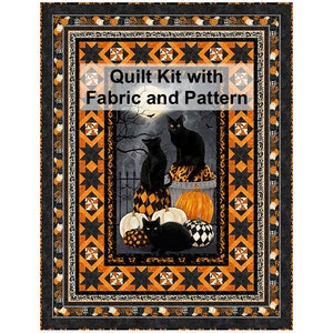 Enchanted Eve Quilt Kit w/Fabric and Pattern for Top & Binding, Cerrito Creek, Northcott, Halloween Wall Decor Lap Quilt Witchy Black Cat