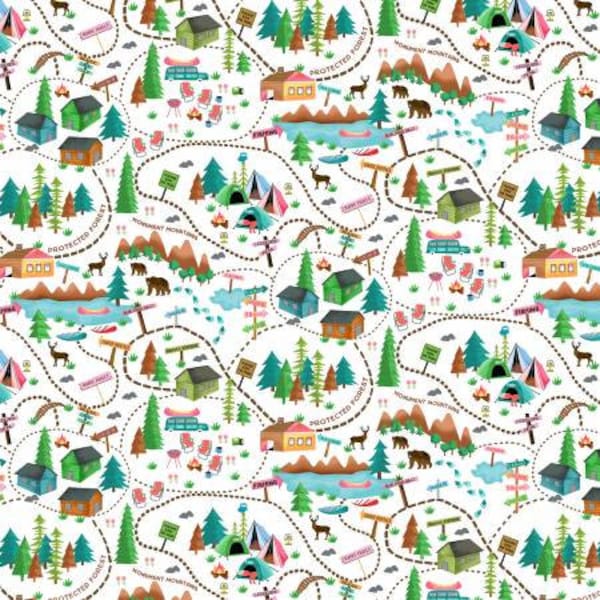 Camping Scenic Cotton Fabric, CD2297 Under The Stars Timeless Treasures Gail Cadden Nature Fat Quarter FQ BTY by Yard camping nature park