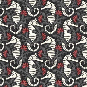 Seahorse Organic Cotton Fabric, Ocean Motion 227986, RouCouCou, Cloud9, Quilt Weight FQ Fat Quarter BTY By Yard Precuts Beach Tote Under Sea