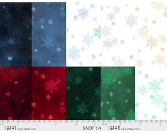 Mini Snowflakes Cotton Fabric, Snowfall 5455 P&B Textile, Christmas Winter Holiday Fat Quarter Eighth FQ by Yard BTY Precut Blender Basic