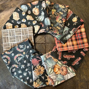 11 pc Late Summer Harvest Fat Quarter Bundle w/Optional Panels, Blank, Fall Autumn Thanksgiving FQ Precuts Chalkboard Pumpkin Floral Truck