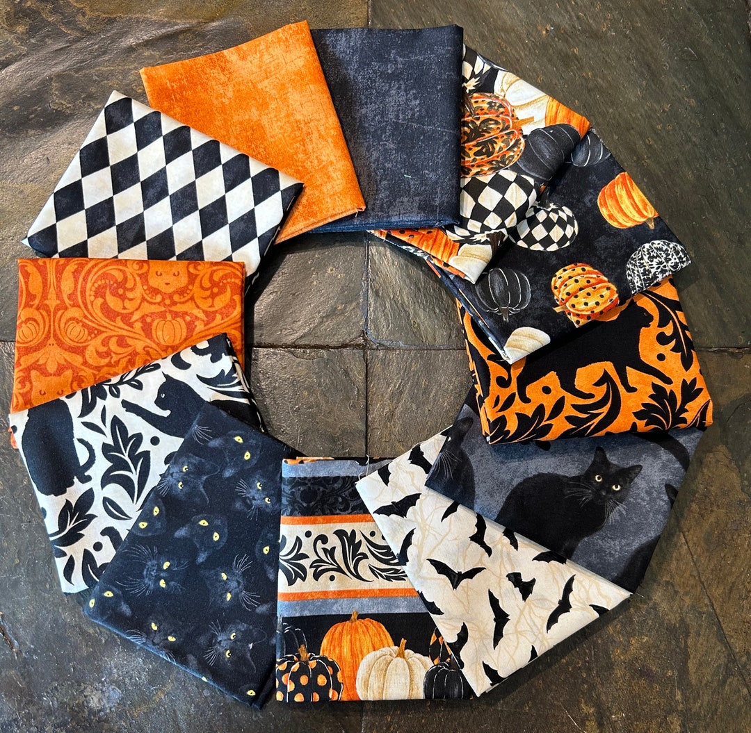12 Pc Hallow's Eve Fat Quarter Bundle W/optional Panels, Halloween ...