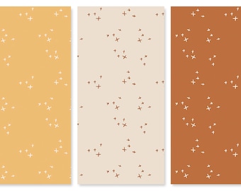 May include: Three vertical panels with a repeating pattern of white plus signs on a solid background. The panels are in shades of yellow, beige, and brown, creating a cohesive and minimalist design. This pattern is suitable for various applications.