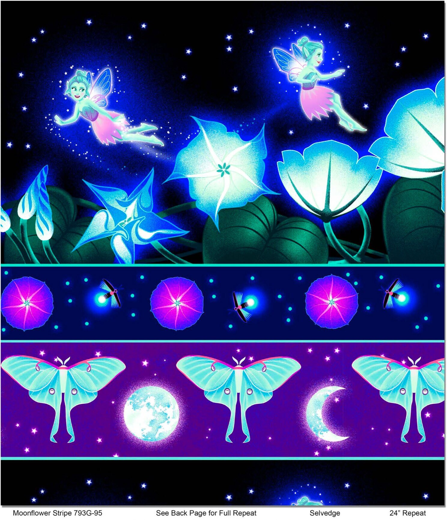 Purple Fairy Fabric, Glow in the Dark Fabric, by Henry Glass 