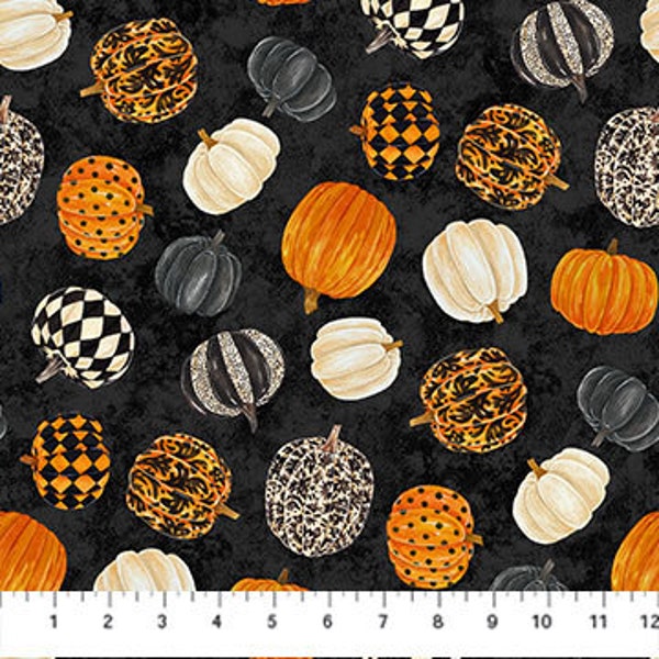 Pumpkin Toss Halloween Cotton Fabric Northcott 27085-99 Hallow's Eve Pumpkins Haunted house Spooky Precuts FQ Fat Quarter Precut By Yard BTY
