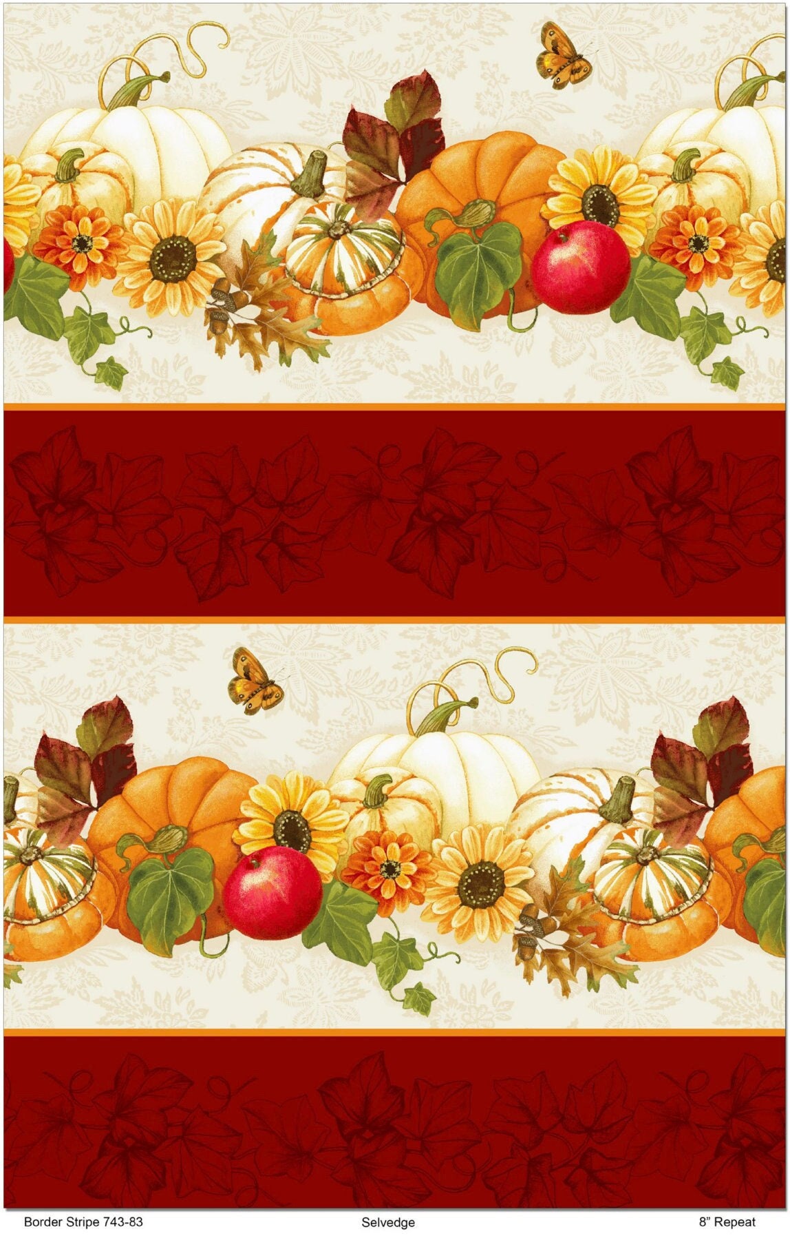 Border Stripe Cotton Fabric 743-83 Turkey Talk Henry Glass Thanksgiving ...