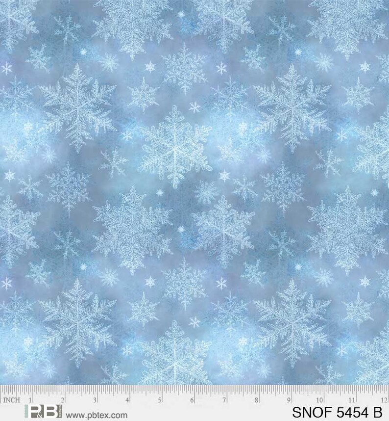 Layered Snowflakes Cotton Fabric, Snowfall 5454 P&B Textile, Christmas ...
