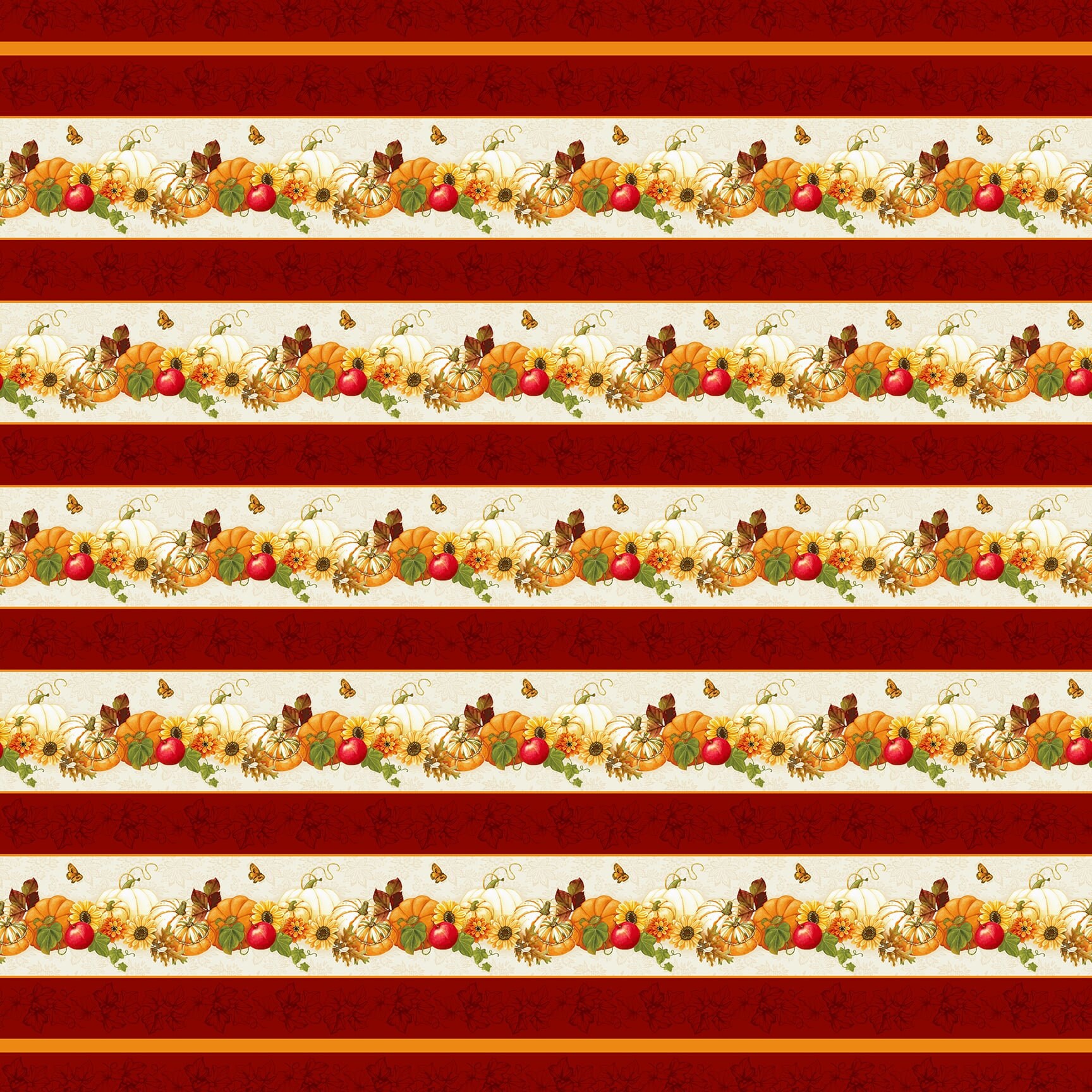 Border Stripe Cotton Fabric 743-83 Turkey Talk Henry Glass Thanksgiving ...