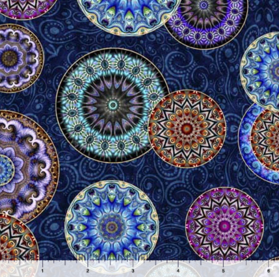 Tossed Medallion Cotton Fabric, Twilight Dan Morris QT Fabrics 29790 FQ ...