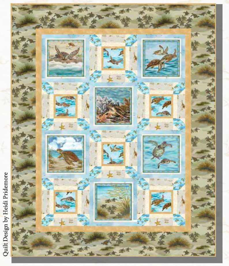Large Turtles Cotton Fabric, Turtle March 1143-11 Henry Glass BTY FQ ...