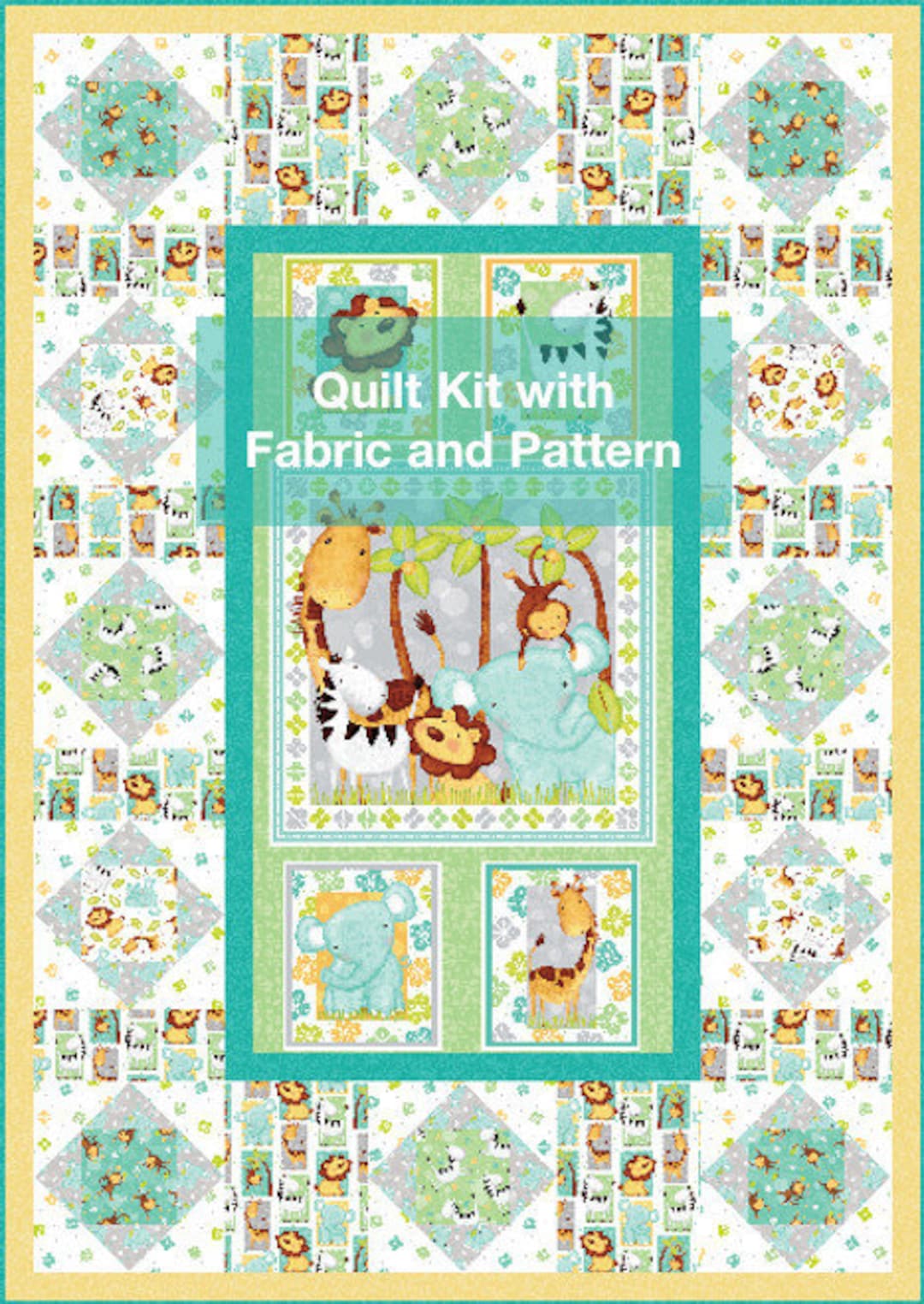 Sweet Safari Quilt Kit With Fabric and Pattern for Quilt Top and