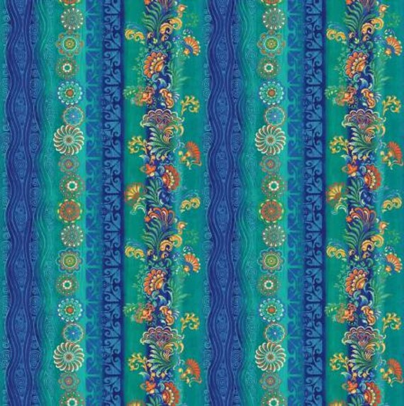 Oceanic Stripe Cotton Fabric Atlantis David Galchutt Benartex
