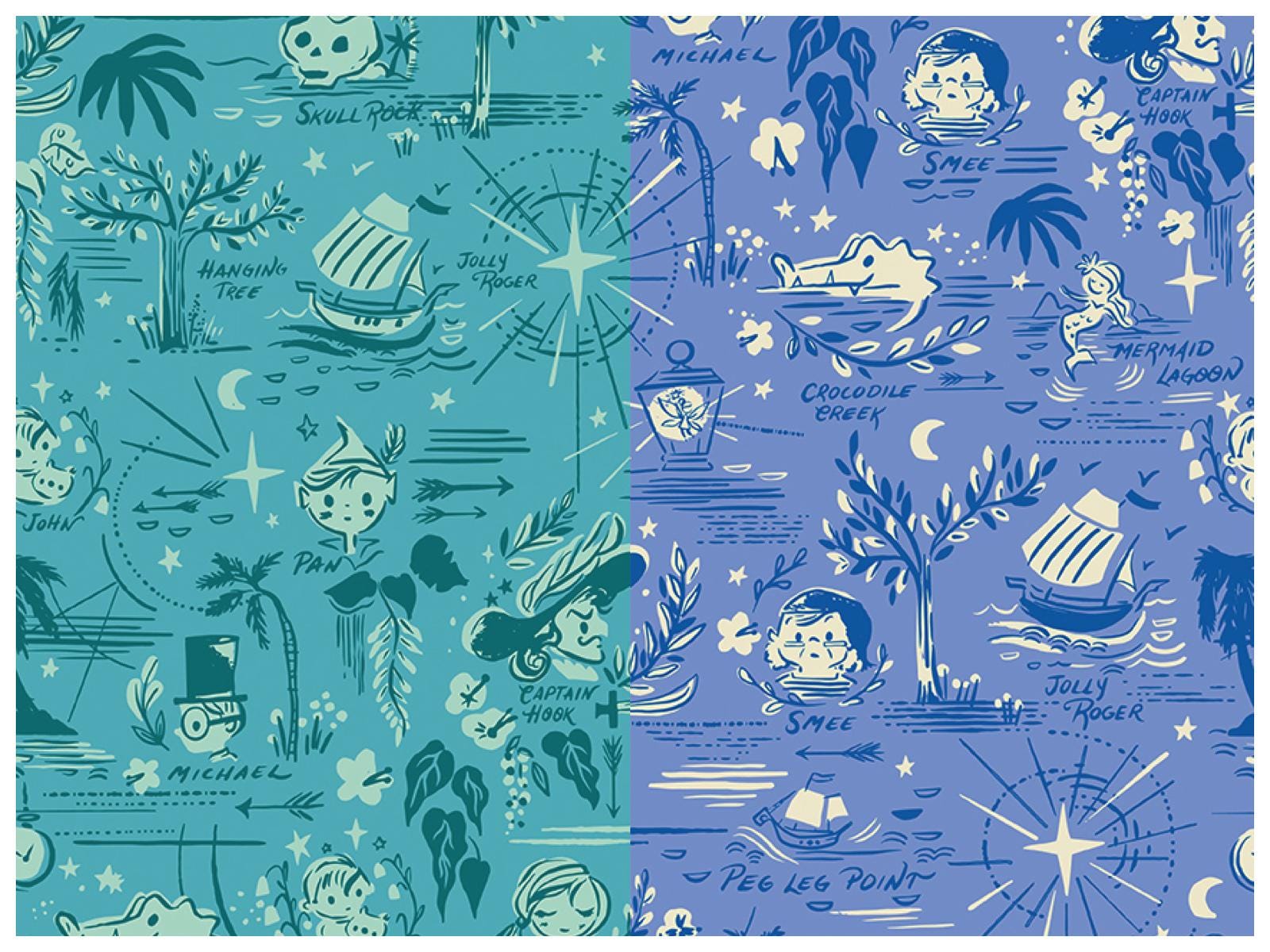 Map Cotton Fabric, Forever Neverland 15902, Riley Blake Peter Pan Jill Howarth FQ Fat Quarter BTY By Yard Precuts Baby Shower Nursery Gift
