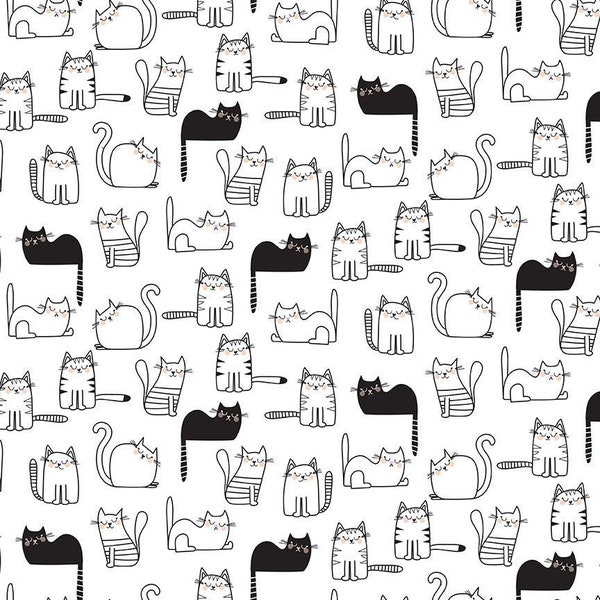 Cats Nap Time Cotton Fabric, CD2571 Feline Good Timeless Treasures FQ Fat Quarter Eighth Half BTY by the Yard Kittycats Cats Black cat lover