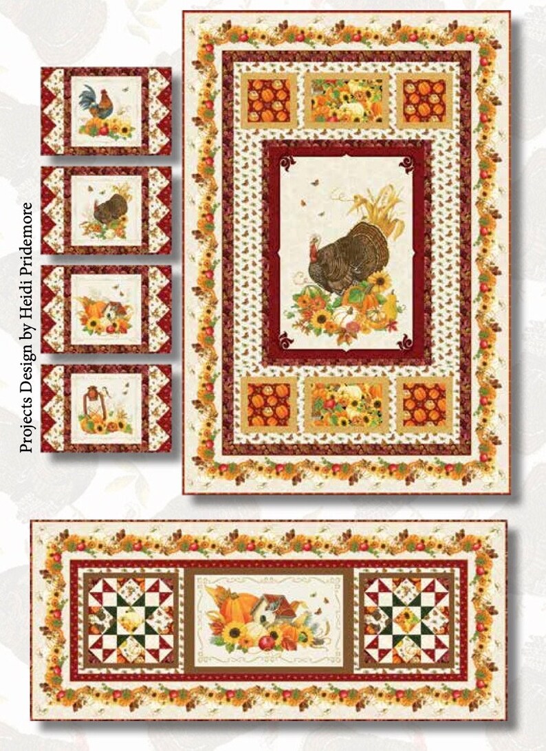 Border Stripe Cotton Fabric 743-83 Turkey Talk Henry Glass Thanksgiving ...