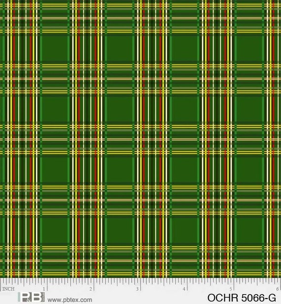 Ornamental Christmas Quilt Fabric - Plaid in Red - OCHR 5066 R